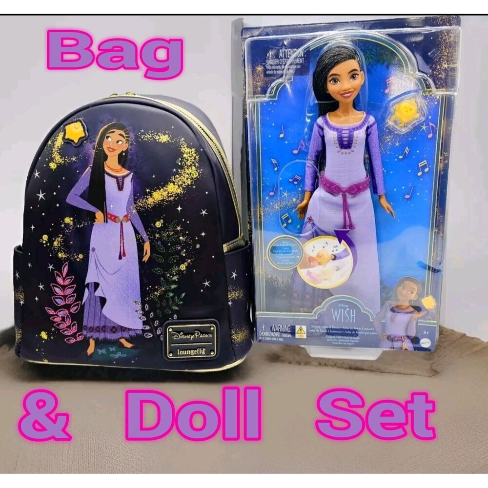 Disney x Loungefly “Wish” Asha Star Backpack & Singing Doll Set - Bundle New